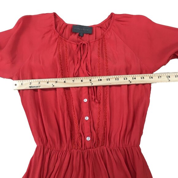 Anthropologie Dress Size Small Red Boho Western Sunday in Brooklyn Tiered Ruffle - Picture 5 of 8